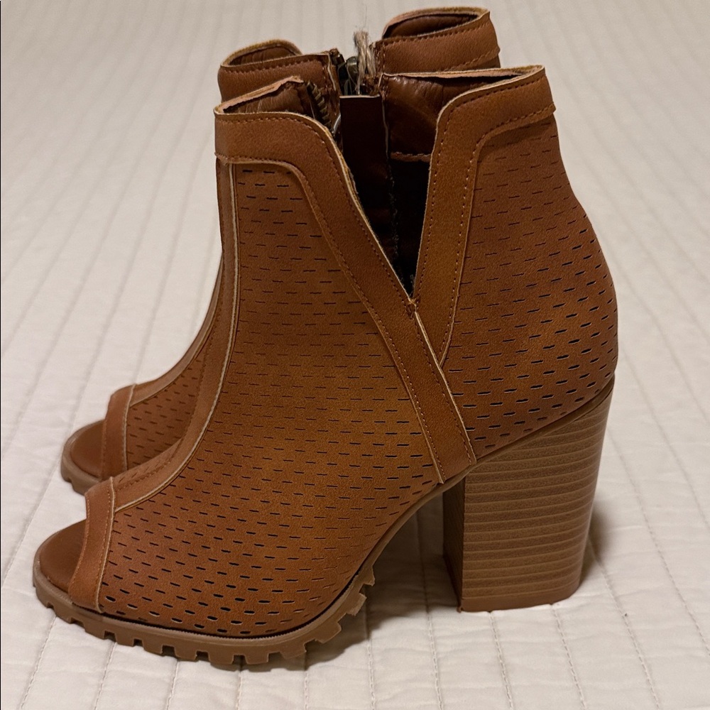 Seven7 Brown Perforated Ankle Booties